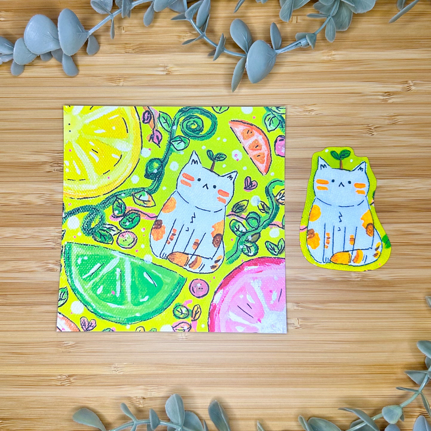 Citrus Kitty Art Print + Sticker
