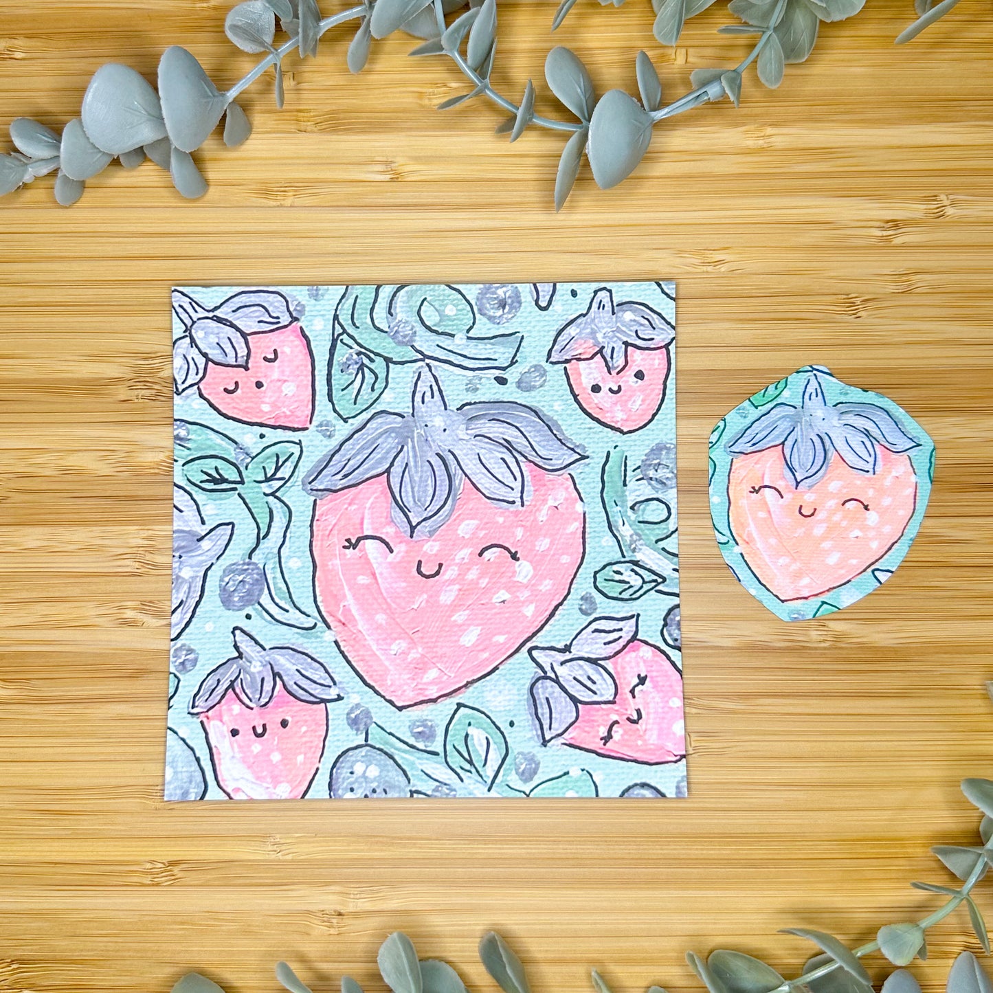 Strawberry Market Art Print + Sticker