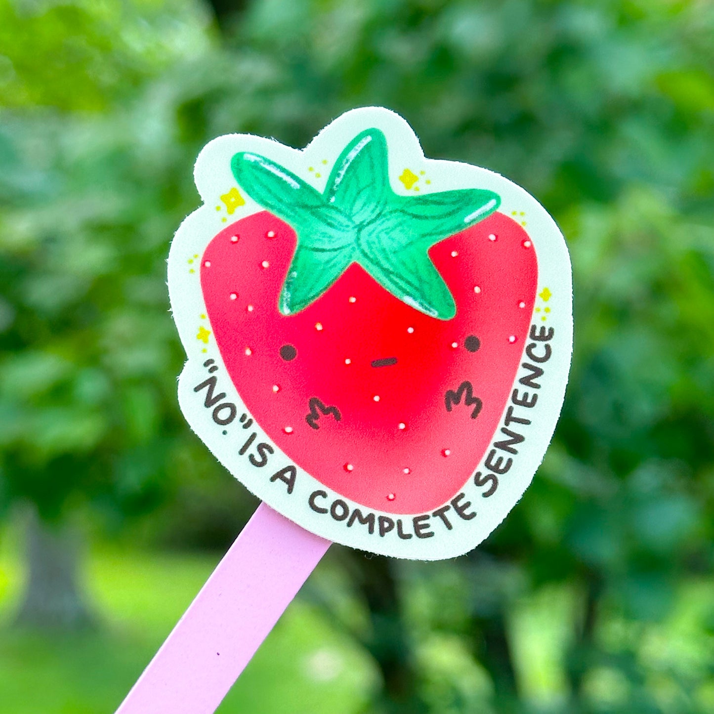strawberry 'no is a complete sentence' sticker