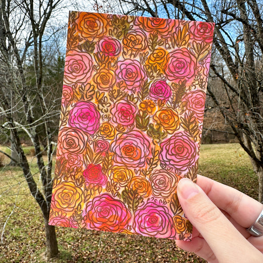 Flowers Watercolor Postcard
