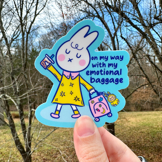 Emotional Baggage Bunny Sticker
