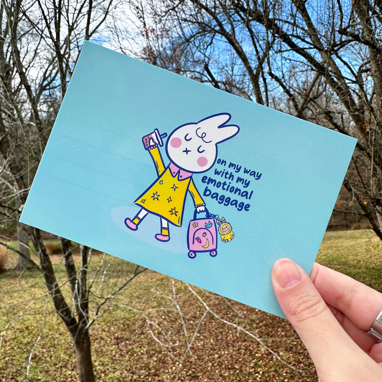 Emotional Baggage Bunny Postcard