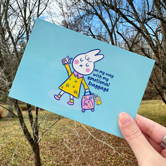 Emotional Baggage Bunny Postcard