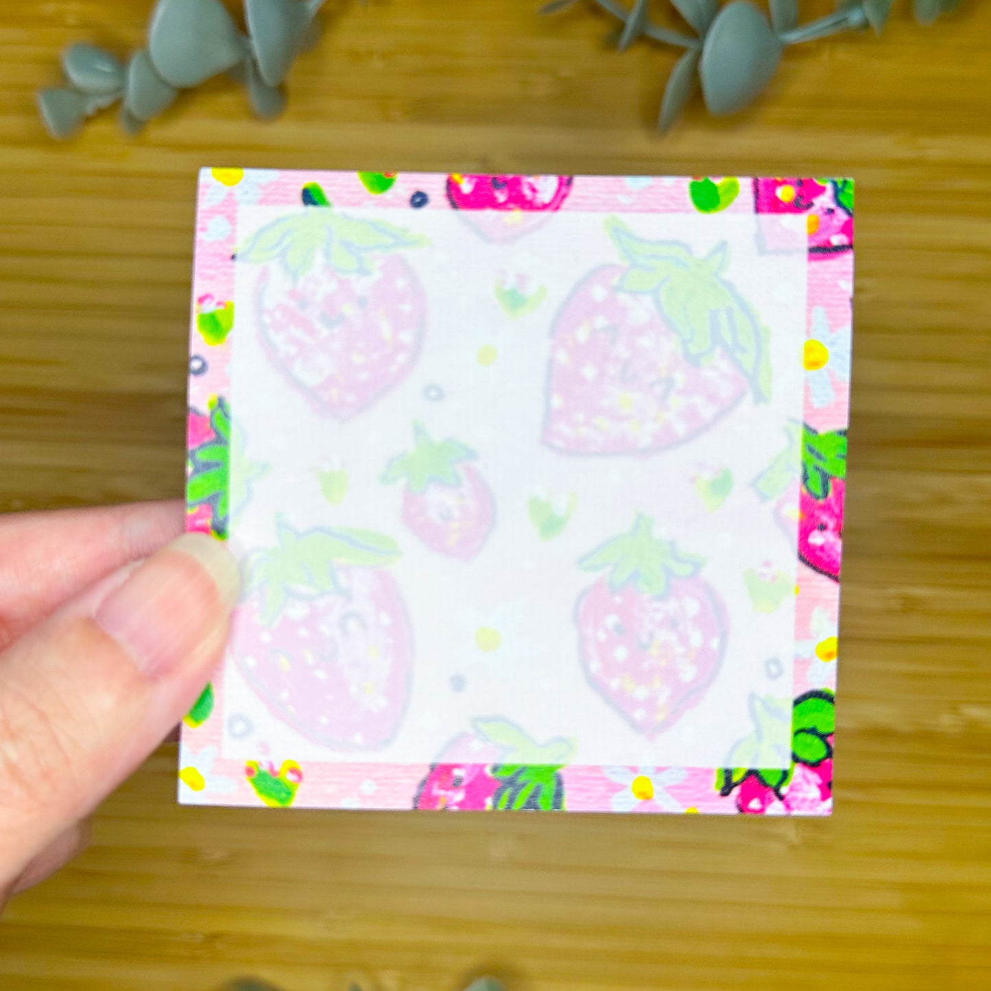 sticky note pad HAPPY STRAWBERRIES
