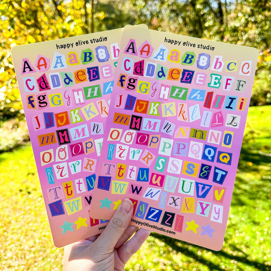 Scrapbook Alphabet Letters Sticker Sheets (Set of 2)