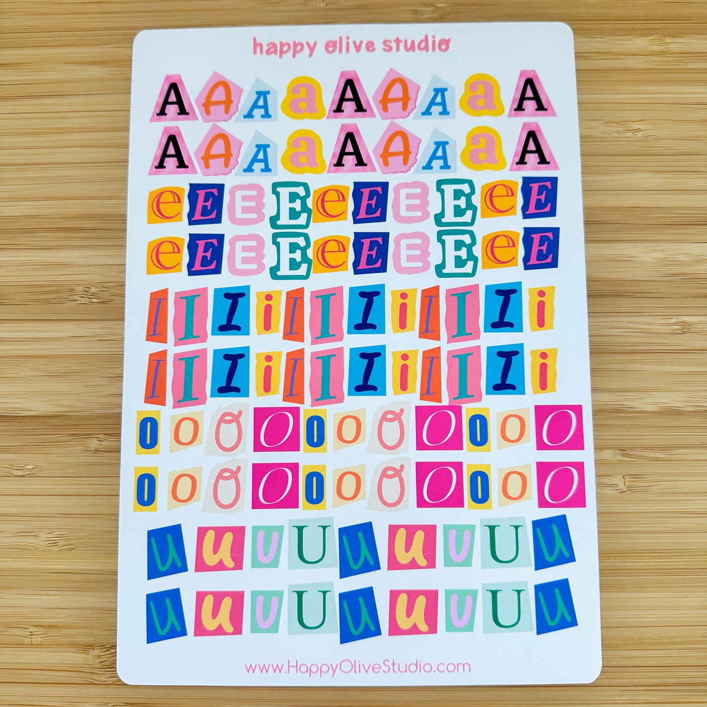 VOWELS ONLY Scrapbook Letters Sticker Sheet