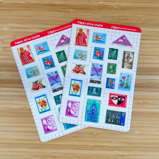 Vintage Stamps Sticker Sheet