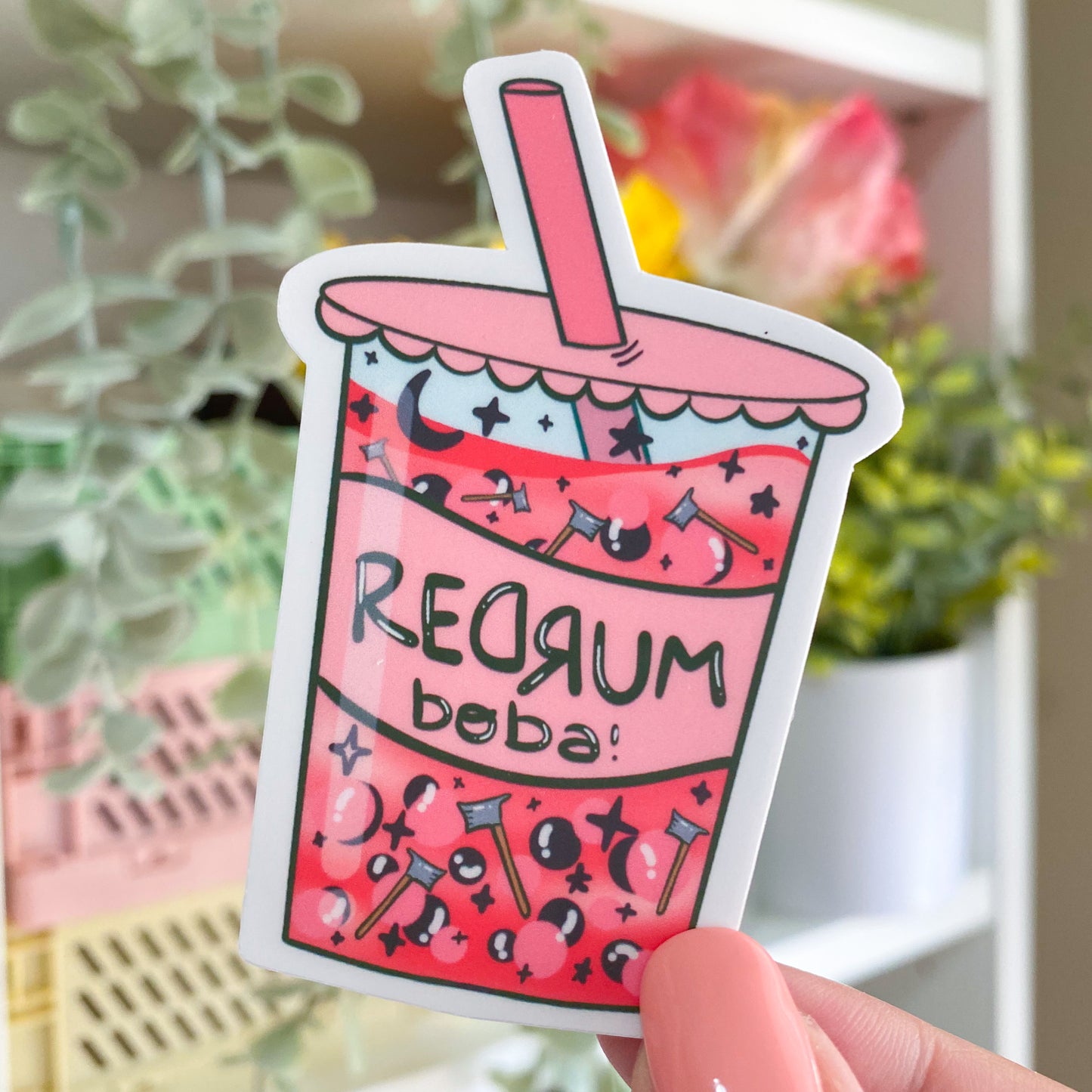 REDRUM boba sticker