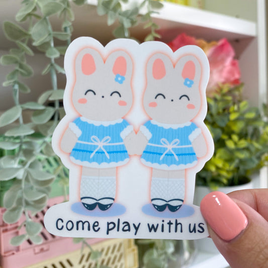 bunny twins 'come play with us' sticker