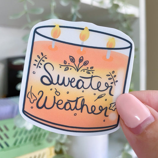 sweater weather candle sticker