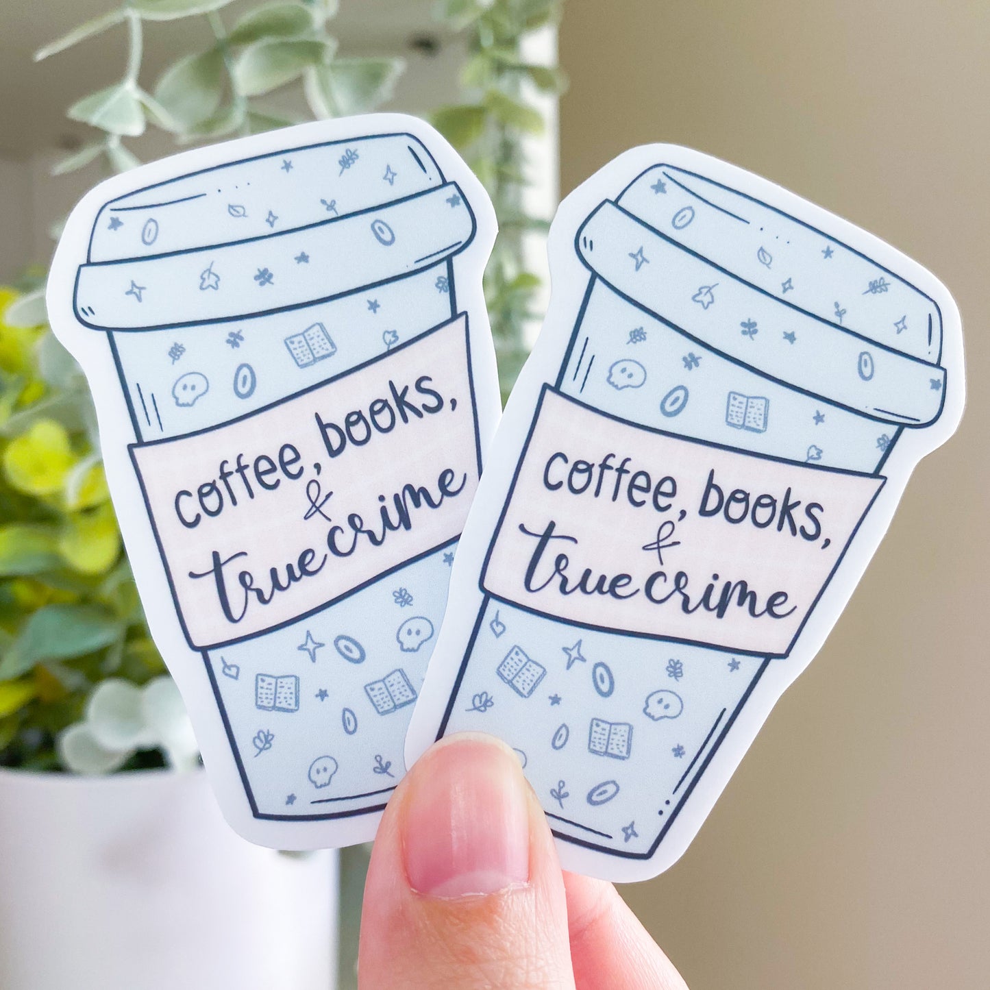 coffee, books, & true crime sticker