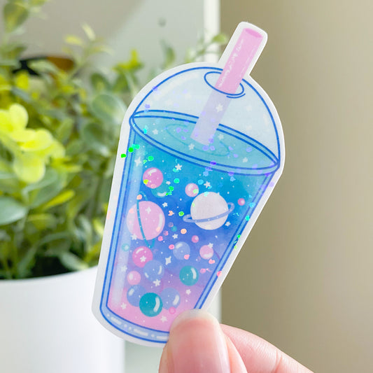bubble tea 'mikrokosmos' holographic sticker