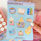 bunny library sticker sheet