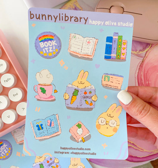 bunny library sticker sheet