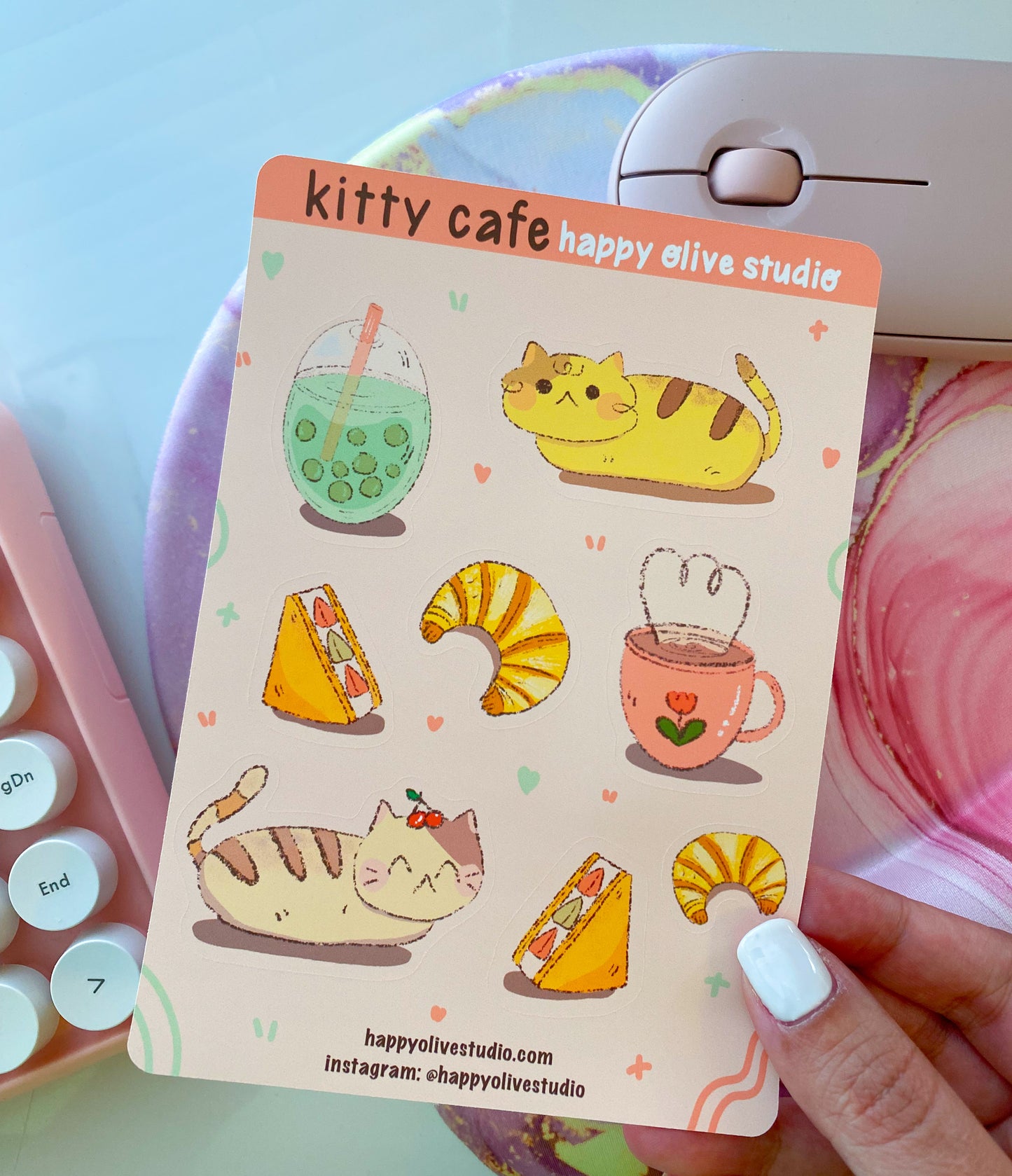 kitty cafe sticker sheet
